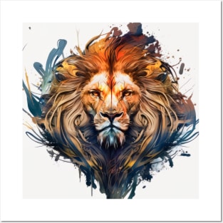 Lion Portrait Animal Painting Wildlife Outdoors Adventure Posters and Art